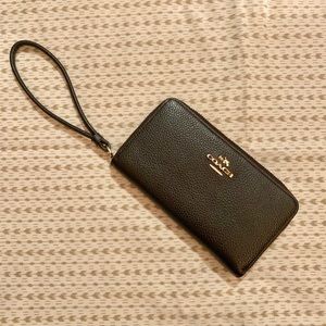 Coach black leather wristlet. Excellent condition